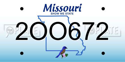 2OO672 Missouri License Plate