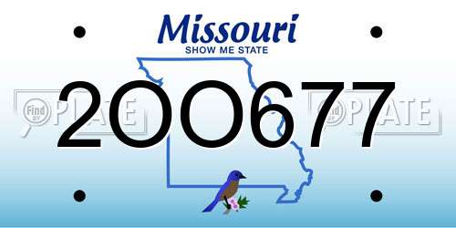 2OO677 Missouri License Plate