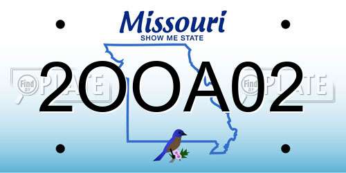 2OOA02 Missouri License Plate