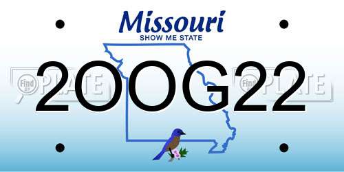 2OOG22 Missouri License Plate