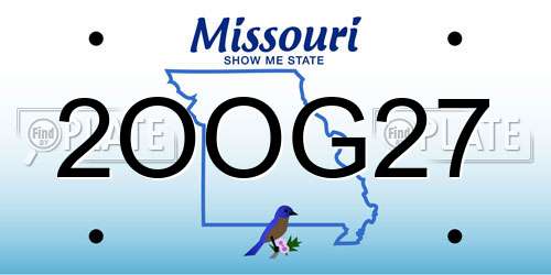2OOG27 Missouri License Plate