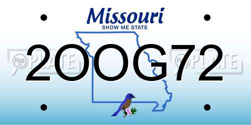 2OOG72 Missouri License Plate