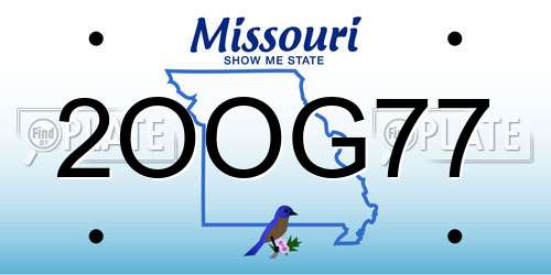 2OOG77 Missouri License Plate