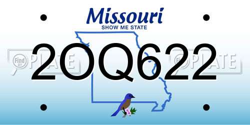 2OQ622 Missouri License Plate