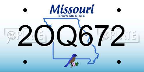 2OQ672 Missouri License Plate