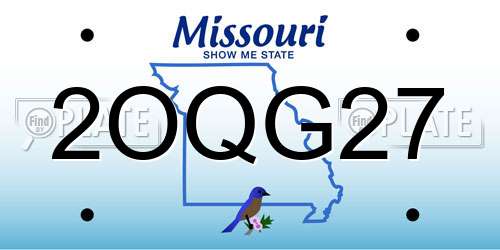 2OQG27 Missouri License Plate
