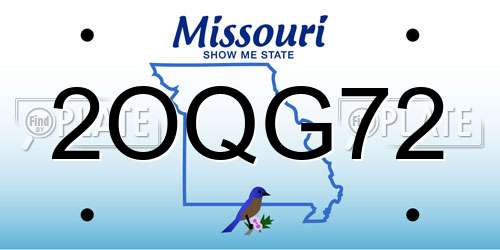 2OQG72 Missouri License Plate