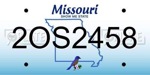 2OS2458 Missouri License Plate