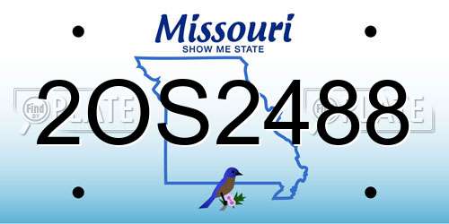 2OS2488 Missouri License Plate