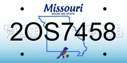 2OS7458 Missouri License Plate
