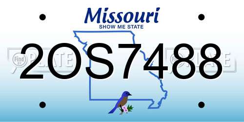 2OS7488 Missouri License Plate