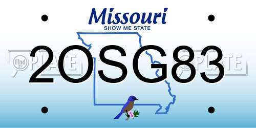 2OSG83 Missouri License Plate