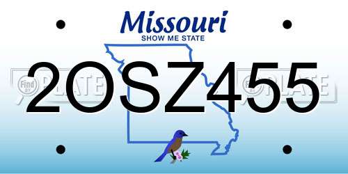 2OSZ455 Missouri License Plate