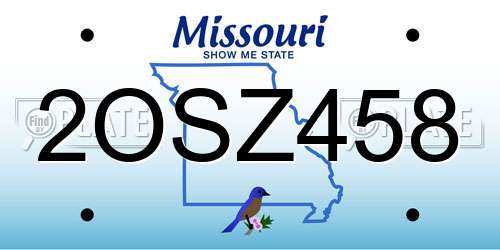 2OSZ458 Missouri License Plate