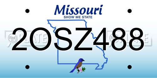 2OSZ488 Missouri License Plate
