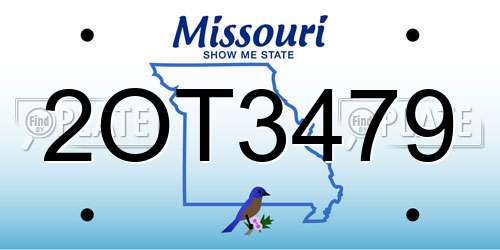 2OT3479 Missouri License Plate