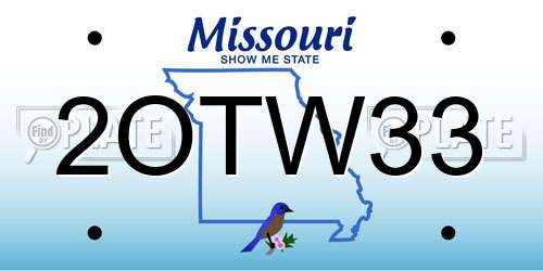 2OTW33 Missouri License Plate