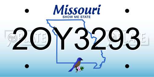2OY3293 Missouri License Plate