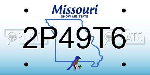 2P49T6 Missouri License Plate