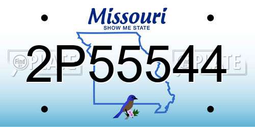 2P55544 Missouri License Plate
