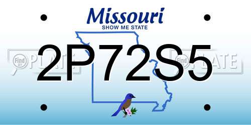 2P72S5 Missouri License Plate
