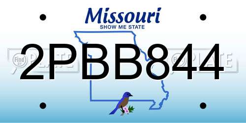 2PBB844 Missouri License Plate
