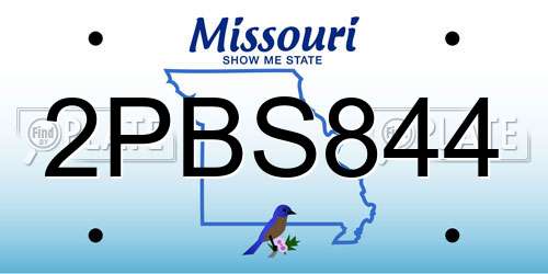 2PBS844 Missouri License Plate