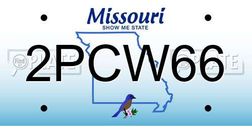 2PCW66 Missouri License Plate