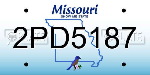 2PD5187 Missouri License Plate