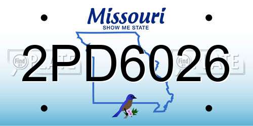 2PD6026 Missouri License Plate