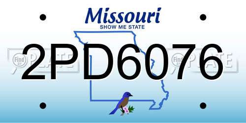 2PD6076 Missouri License Plate