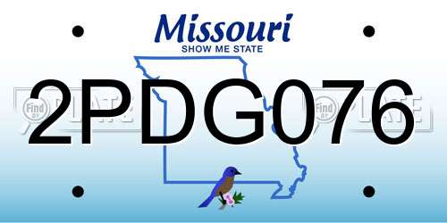 2PDG076 Missouri License Plate