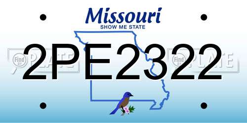 2PE2322 Missouri License Plate