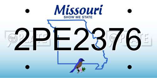 2PE2376 Missouri License Plate