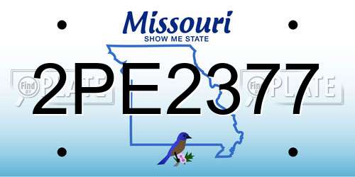 2PE2377 Missouri License Plate