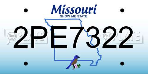 2PE7322 Missouri License Plate