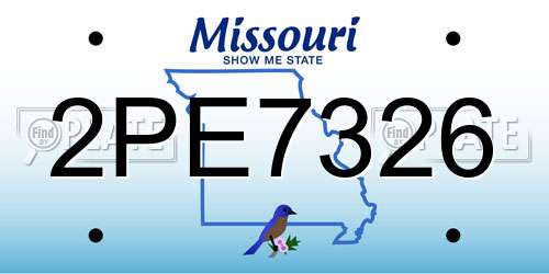 2PE7326 Missouri License Plate