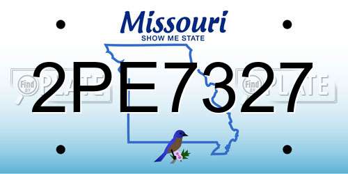 2PE7327 Missouri License Plate