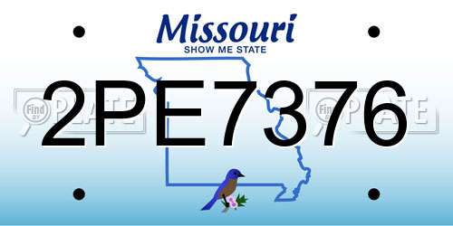 2PE7376 Missouri License Plate