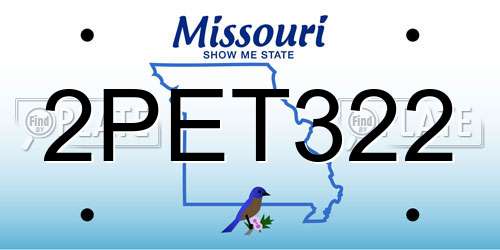 2PET322 Missouri License Plate
