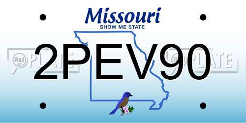 2PEV90 Missouri License Plate