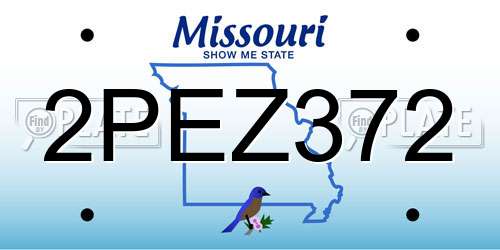 2PEZ372 Missouri License Plate