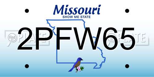 2PFW65 Missouri License Plate