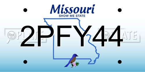 2PFY44 Missouri License Plate