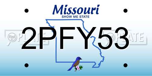 2PFY53 Missouri License Plate