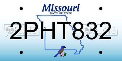 2PHT832 Missouri License Plate