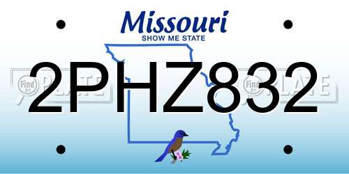 2PHZ832 Missouri License Plate