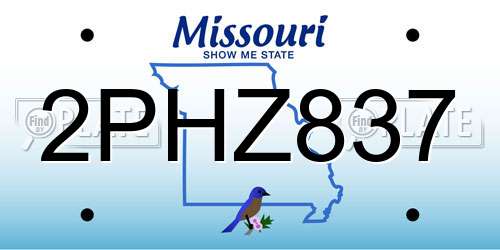 2PHZ837 Missouri License Plate