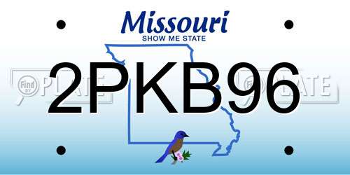 2PKB96 Missouri License Plate