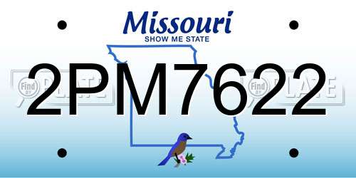2PM7622 Missouri License Plate